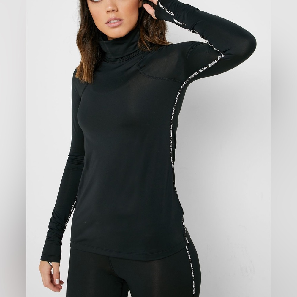 NIKE PRO DRI-FIT SET LONG SLEEVE BLACK WHITE CONTRAST GOLD SIZE M